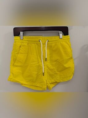 Pull&Bear Bright Yellow Men's Swim Shorts with White Drawstring